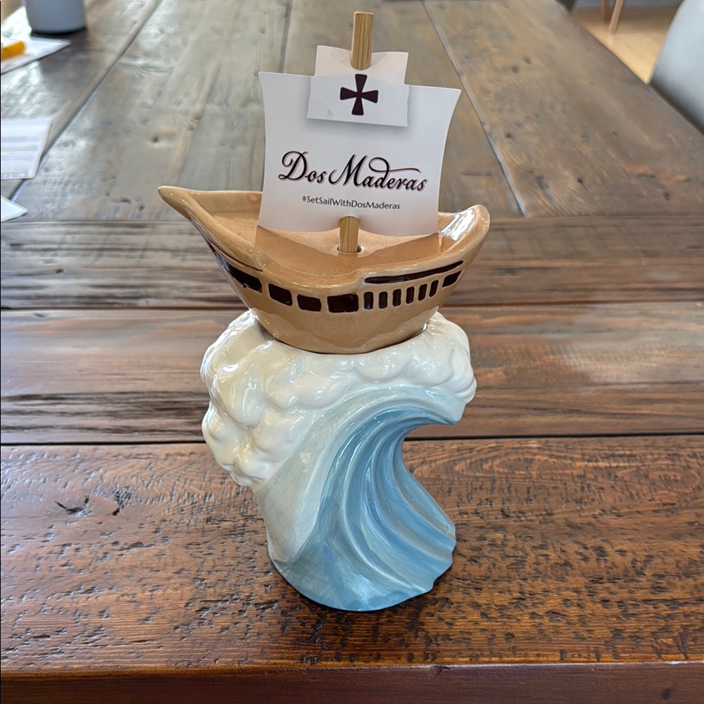 Dos Maderas Pirate Ship and Wave Ceramic Tiki Glass - 6 still available